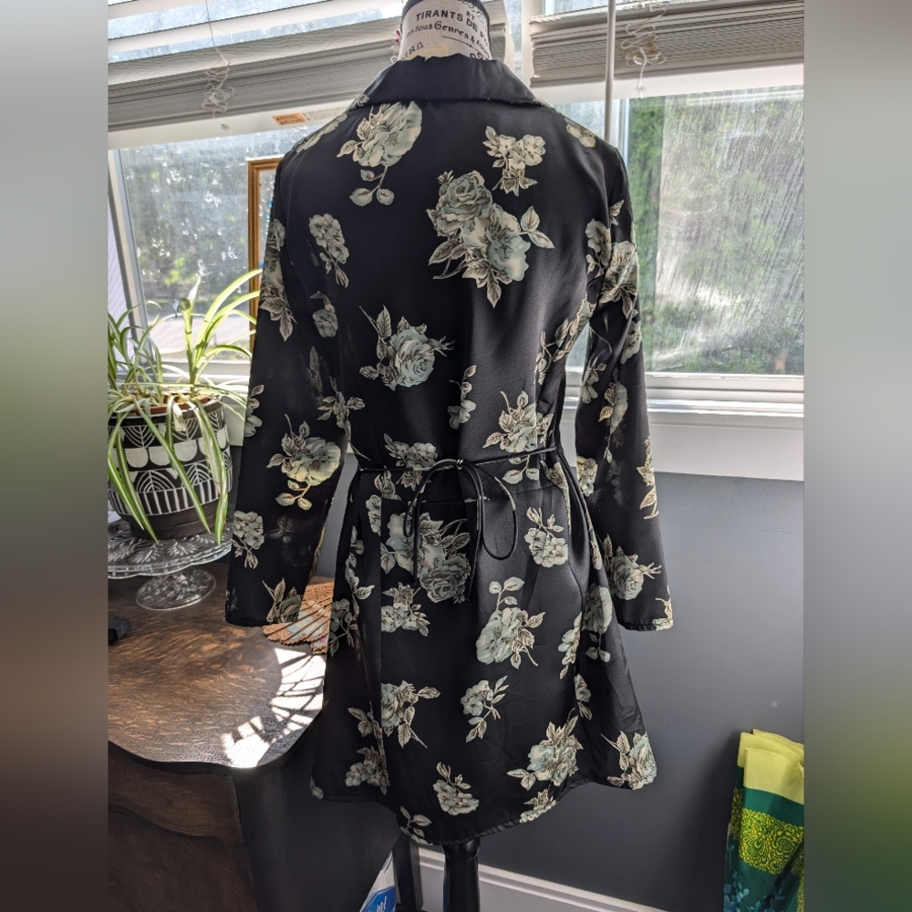 Vintage Blue Floral Babydoll Mini Dress Size Small - Picture 5 of 9